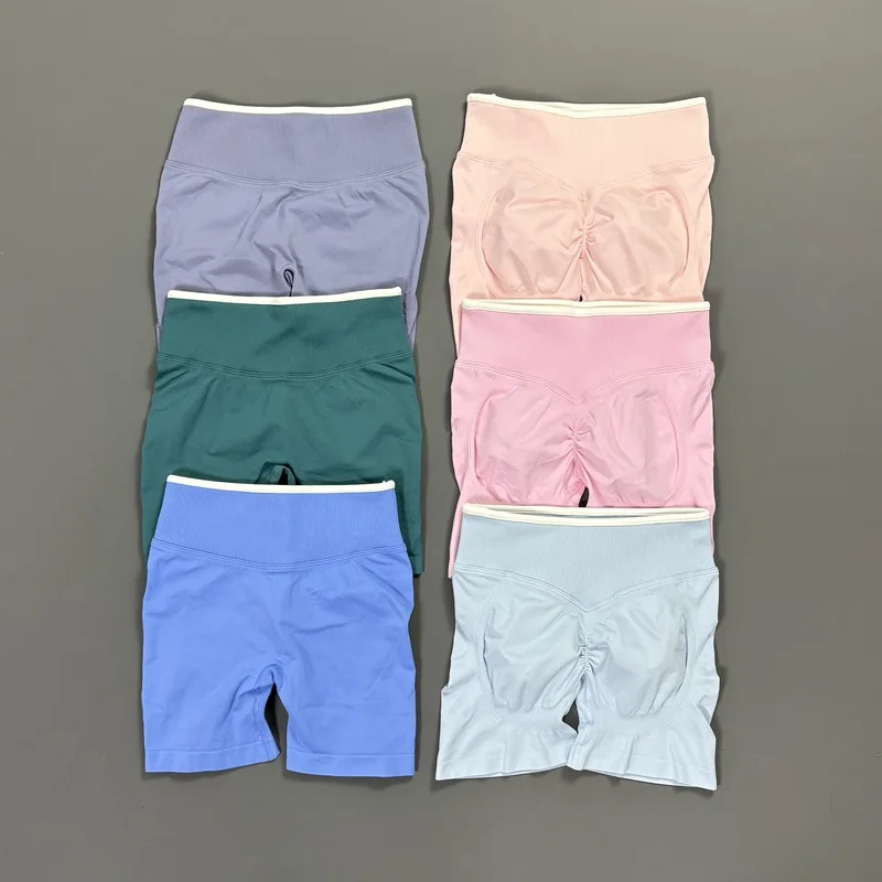 HISTELLO Workout Shorts Women Seamless Sculpt Scrunch Yoga Pants High Elastic Solid Color Squat Proof Gym Fitness Biker Shorts