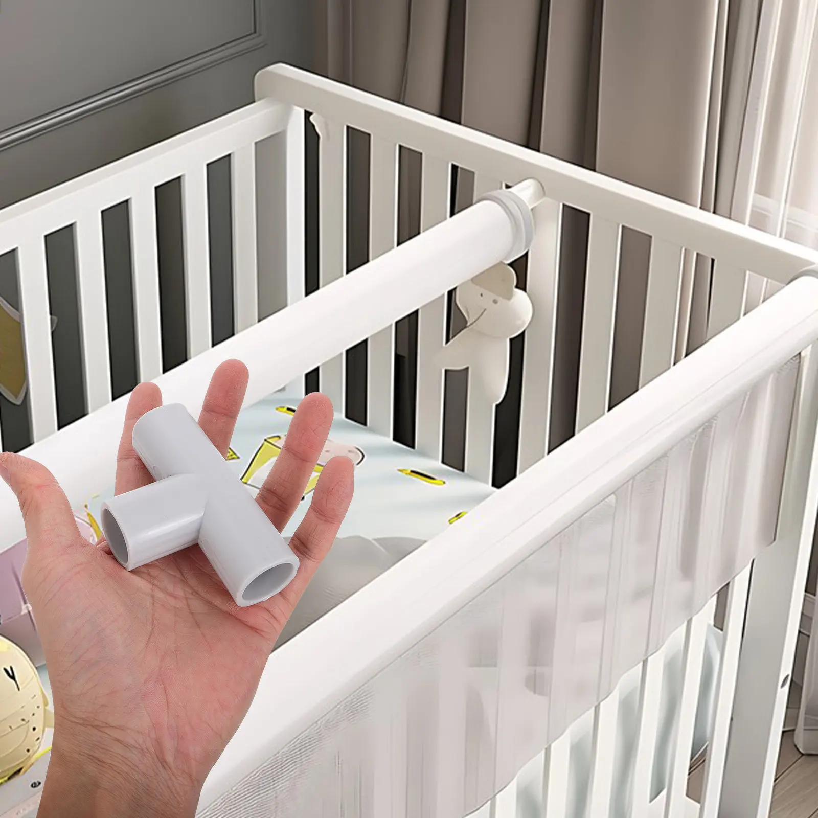 

4pcs Guardrail Connectors 3-way Baby Playpen Accessories Sturdy Connection Expandable Play Yard Fence Toddler Safety
