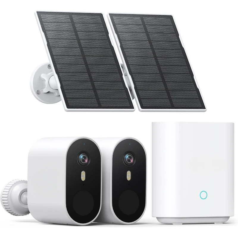 home.Solar Security Cameras Wireless Outdoor, 2K QHDForever Power, Spotlight Camera, 32G Local Storage, No Monthly Fee