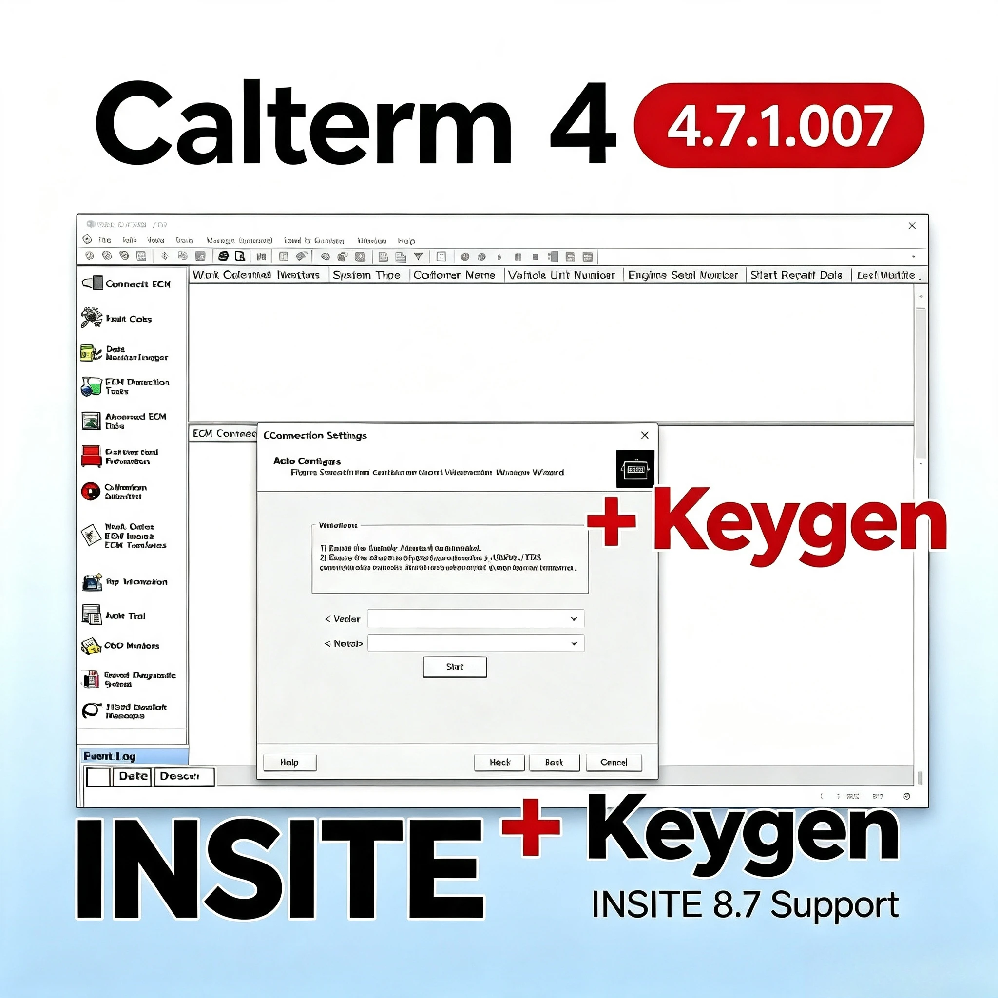 Truck Engine Diagnostic Software Insite 8.7 with  + Calterm 4.7 MetaFile Keygen Never Expire Work Site Line 6 7