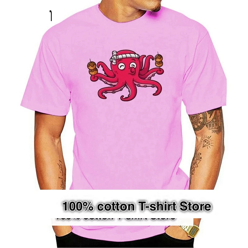 Cartoon Octopus With Takoyaki MenS Tee -Image By More Size And Colors Tee Shirt