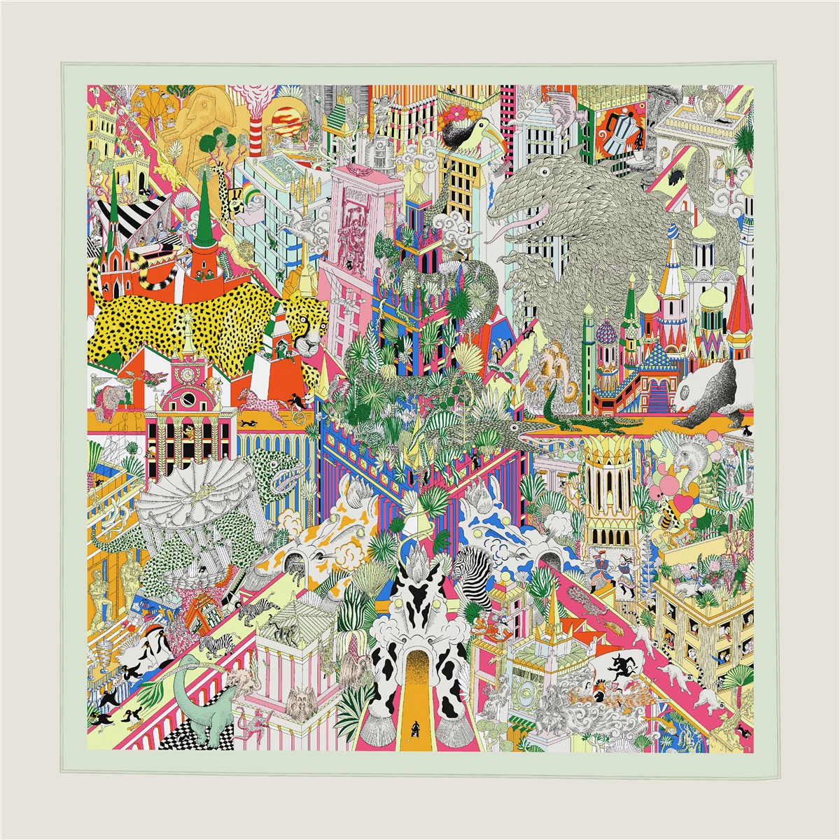 

Animal City Silk Cashmere Scarf 110CM Luxury Herms Rollerd Shawls Women Winter Square Bandanas Mother Christmas Gift