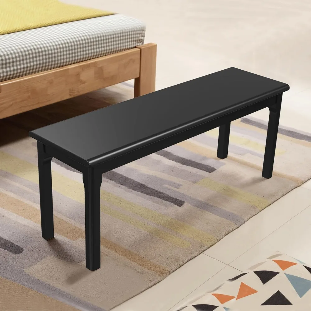 Black Wooden Dining Bench with Bed End and Entryway Features for Bedroom, Living Room, and Kitchen Use