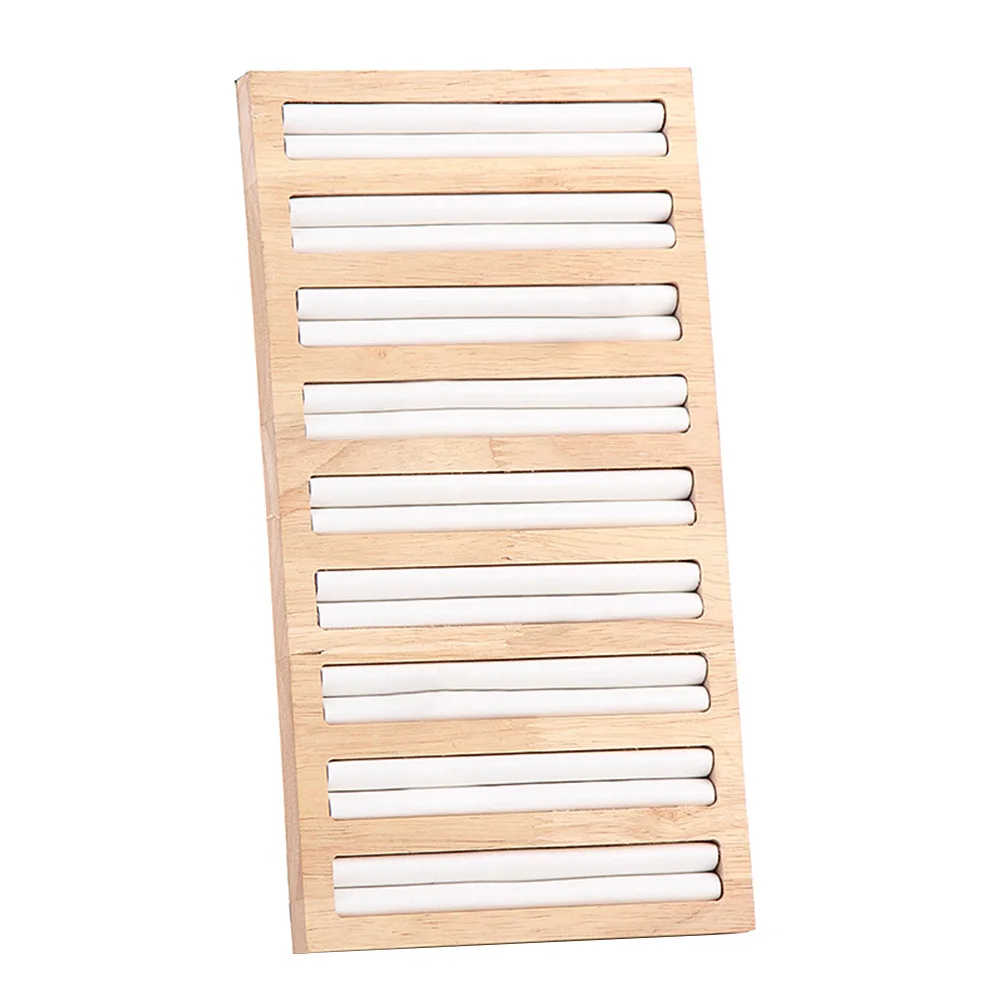 

Бамбуковый деревянный поднос для колец, прямоугольный белый органайзер для ювелирных изделий из искусственной кожи, держатель для колец, полка для организации ювелирных изделий