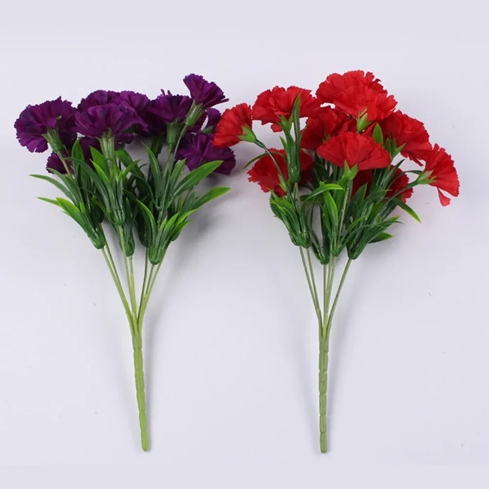 11 Head Carnation Artificial Flowers Plastic Fake Plants Home Party Wedding Decoration Artificial Flowers Bouquet