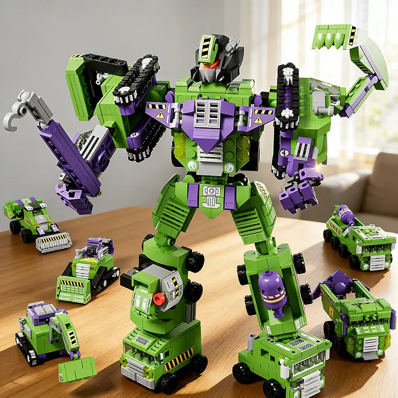

6in1 Transforming Mech Building Blocks Robot Engineering Vehicle Building Blocks Gift for Boys Childrens Toys Birthday Gift