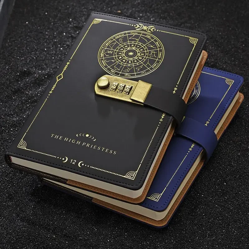 A5 Constellation Code Book Retro with Lock Diary Book Creative Thickened Hand Ledger Student Notebook Stationery Notepad
