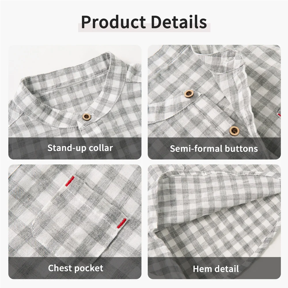 LOlanta Boys Short Sleeve Tee Shirts Kids Stand-up Collar Henley Shirt Tops 1-5 Years
