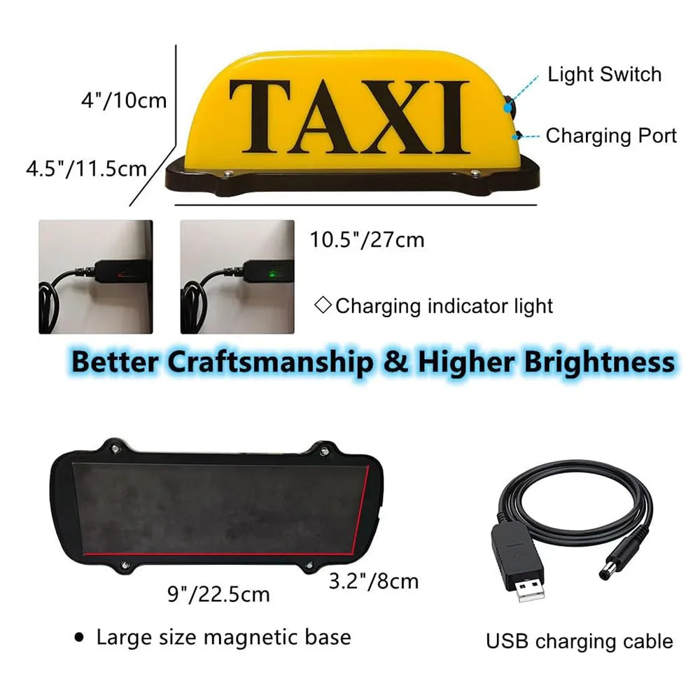 ضوء علامة TAXI، علامة مضيئة لسطح سقف كابينة TAXI، إضاءة تاكسي مختومة مقاومة للماء مع قاعدة مغناطيسية، علامة تاكسي ذات غلاف أصفر #4