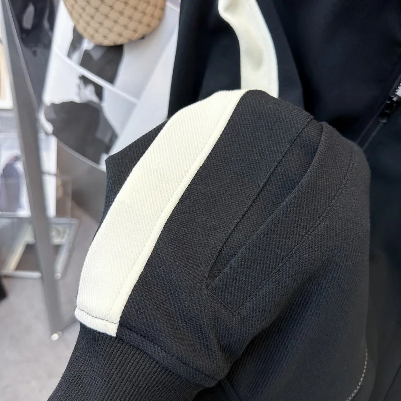 

Мужская свободная вязаная блузка с воротником-стойкой на молнии, модная цветная блузка, осенняя новая верхняя одежда, модная 3289