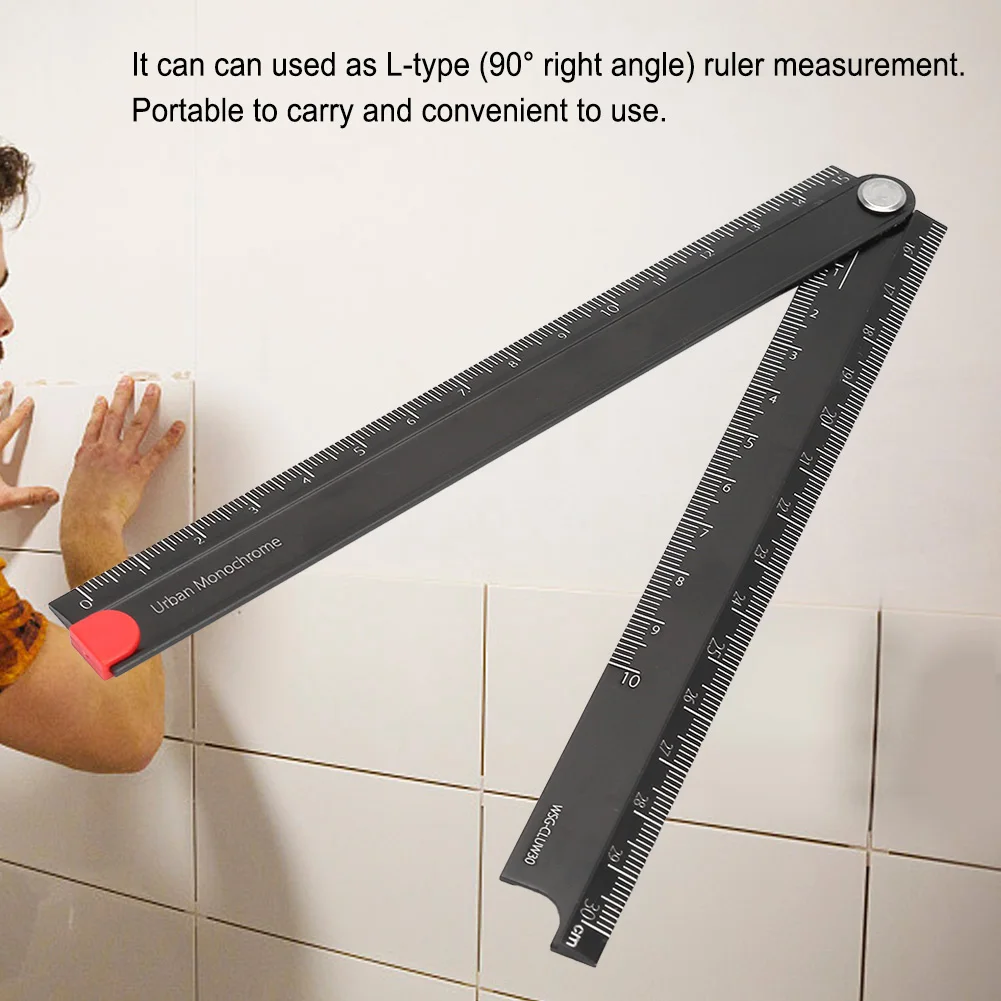 Portable Rulers Folding Aluminum Alloy Ruler 0-300mm Ruler Simple 90° Folding Metal Stationery Rule Folding Ruler