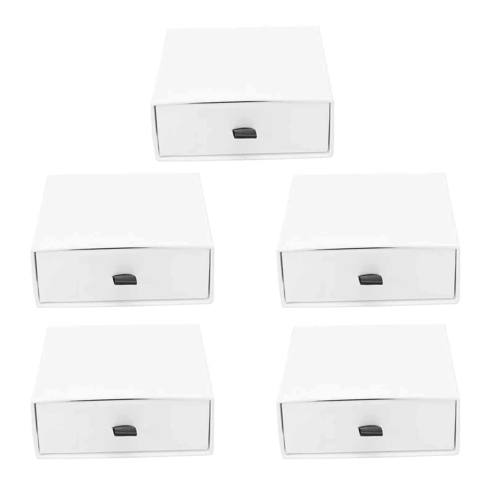 

Набор из 5 премиальных толстых экологичных бумажных коробок для ювелирных изделий: для серег, ожерелий, колец, подарочной упаковки, хранения, с выдвижным ящиком