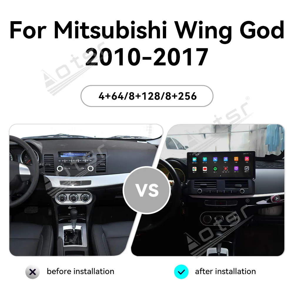 12.3’’ Android 14 Carplay For Mitsubishi Wing God 2010-2017 GPS Navigation Car Radio HD Touch Screen Multimedia Auto Stereo