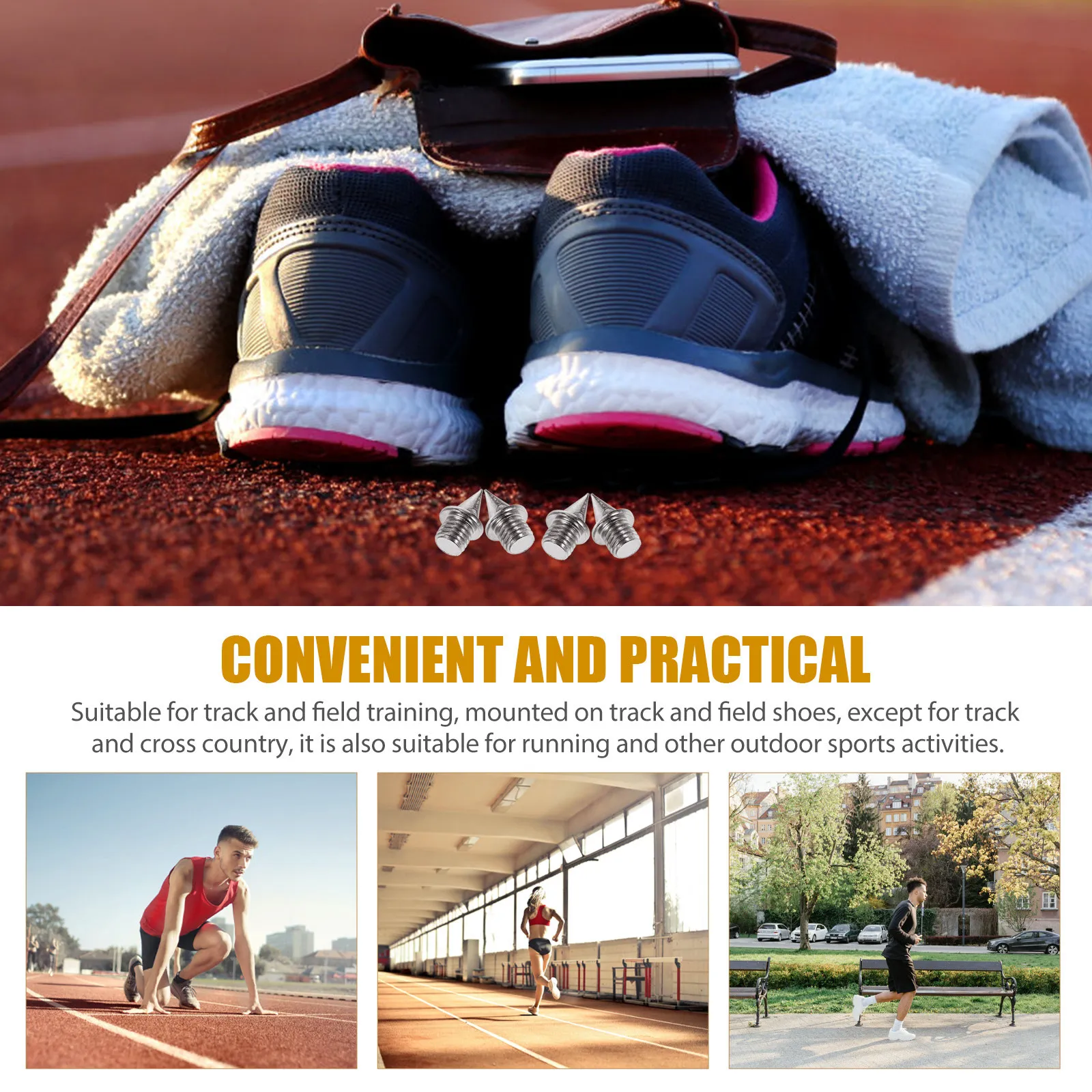 

Комплект стальных шиповок для бега, замена шиповок для спринта и прыжков в длину, противоскользящие шипы для обуви