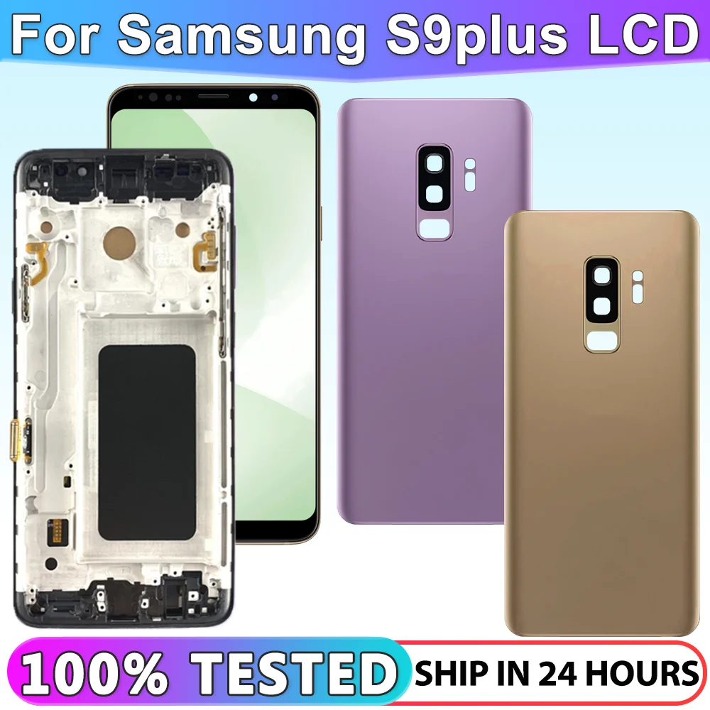 フレーム付きtft-lcdタッチスクリーン交換用100-テスト済みsamsung-s9-plusg965g965f新品