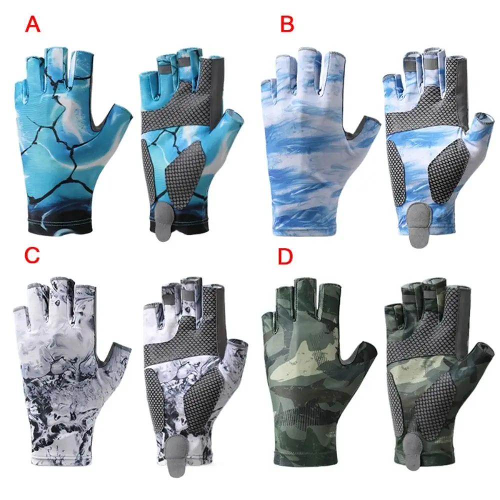 New Elastic Fishing Gloves Sweat-absorbent Sun Protection Men Cycling Gloves Breathable Anti-slip Fingerless Gloves