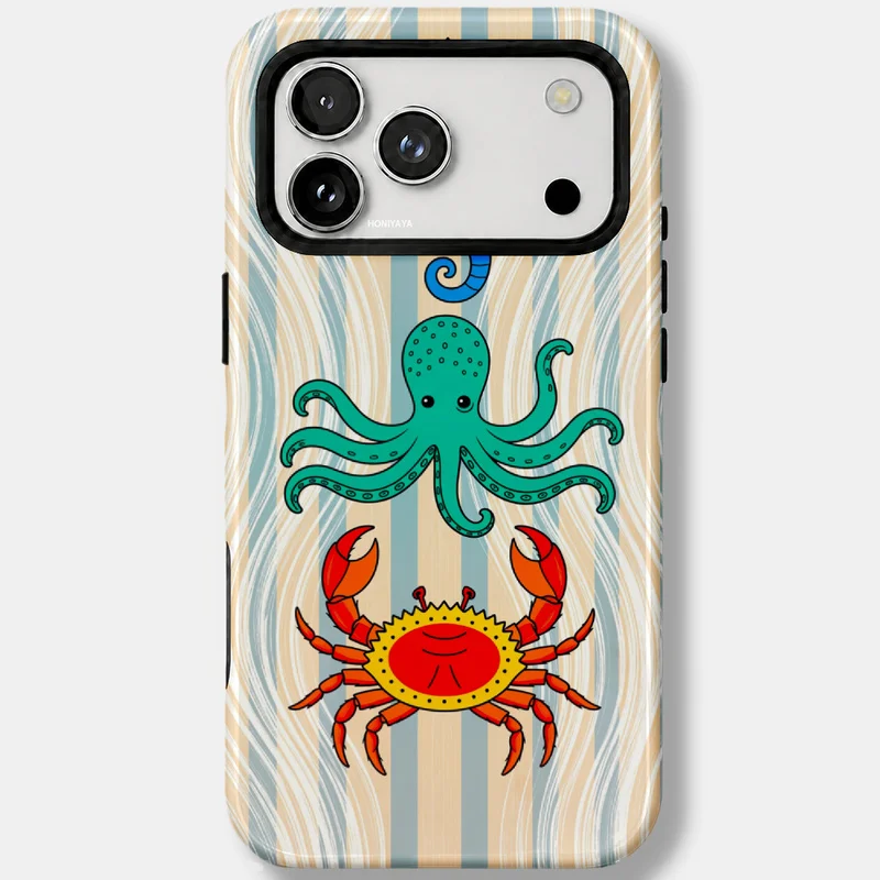 Прочный магнитный чехол с морскими животными для iPhone 17 16 15 14 13 12 Air Pro Max Plus, люксовый чехол