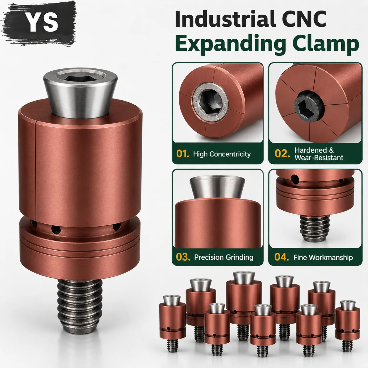 YS CNC Internal Support Clamp Precsion Quick Positioning Locating Expanding Expansion Fixture D6-D33n Hole Tightening Locator