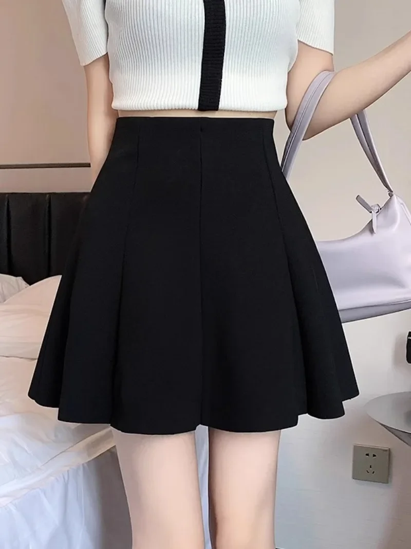 Half length skirt for women 2025 summer new style small stature  college style high waist pleated and fluffy skirt