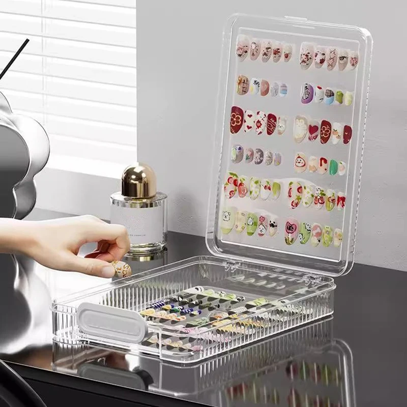 Scatola portaoggetti vuota per unghie Set di imballaggio per unghie finte per organizzatore di manicure Forniture per unghie con nastro adesivo biadesivo