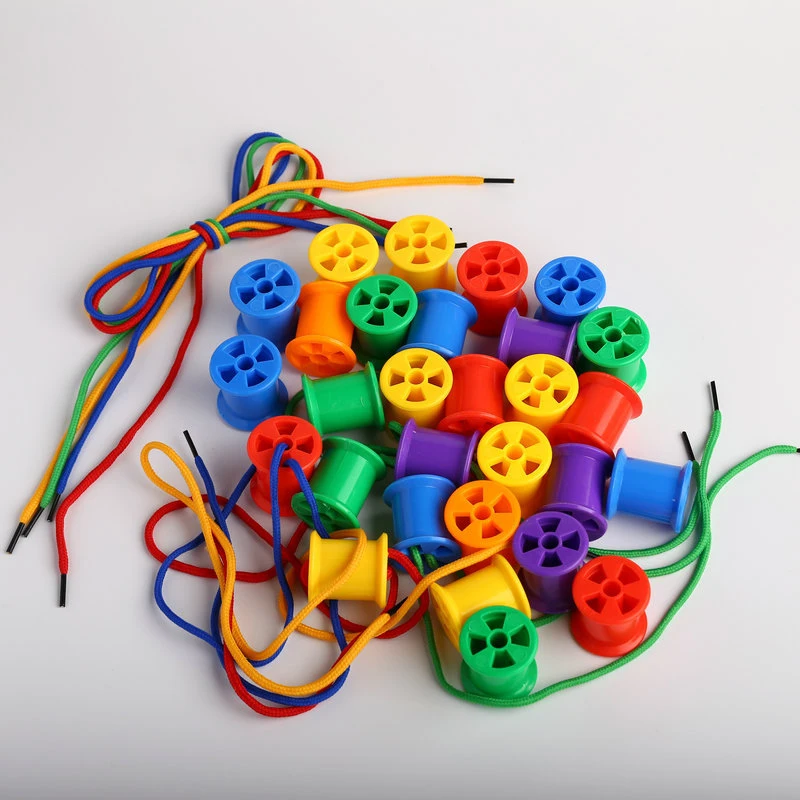 Jouets d'enfilage de bobine de coton pour enfants en bas âge, 30 pièces, apprentissage précoce Montessori, motricité Fine, activités de développement des enfants