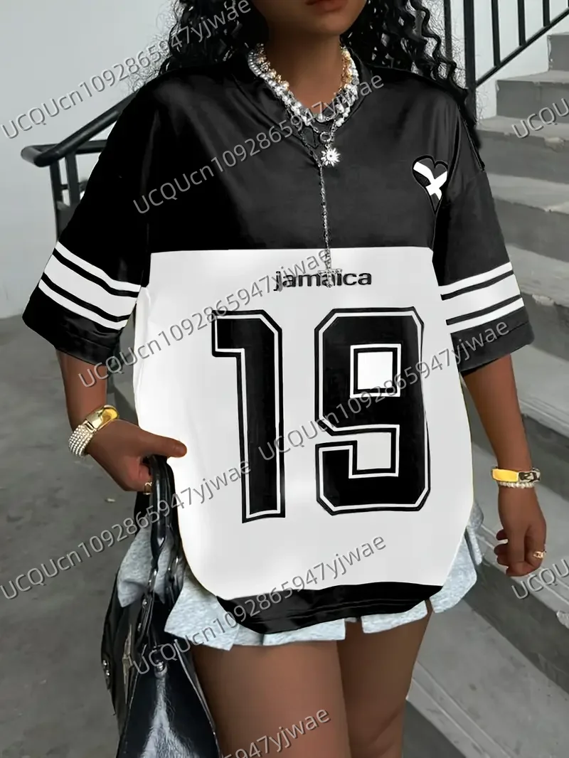 

Women's Jamaica Printed V-Neck Short Sleeve T-Shirt Summer Graphic Tee Baseball Jerseys Plus Size Men's Sport T-Shirt