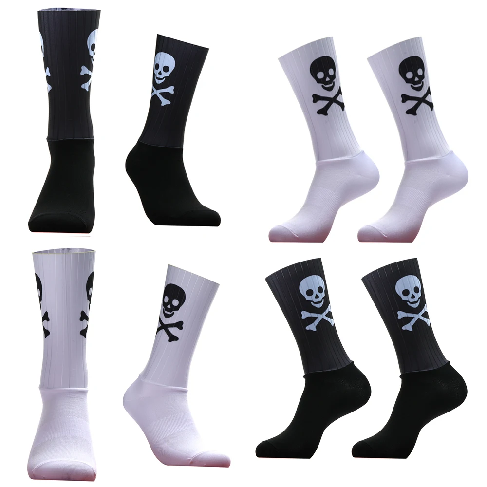 

Aero Skull Sports Silicone New 2024 Non-slip Cycling Socks Pro Outdoor Racing Bike Socks Road Running Socks Calcetines Ciclismo