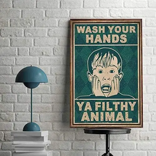 Home Alone Funny Kevin Home Alone Wash Your Hands Ya Filthy Animal Vintage Poster Funny Bathroom Decor Bathroom Wall Art Pt1 Vi