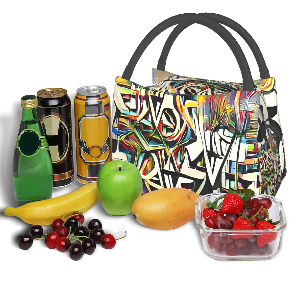 Urban Street Graffiti Art Lunch Bags, isolado Bento Box, sacola de piquenique impermeável, refrigerador, bolsa térmica para mulheres e estudantes