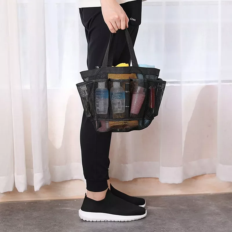 

Men's Portable Mesh Shower Caddy Quick Dry Shower Tote Hanging Bath Toiletry Organizer Bag 7 Storage Pockets Double Handles