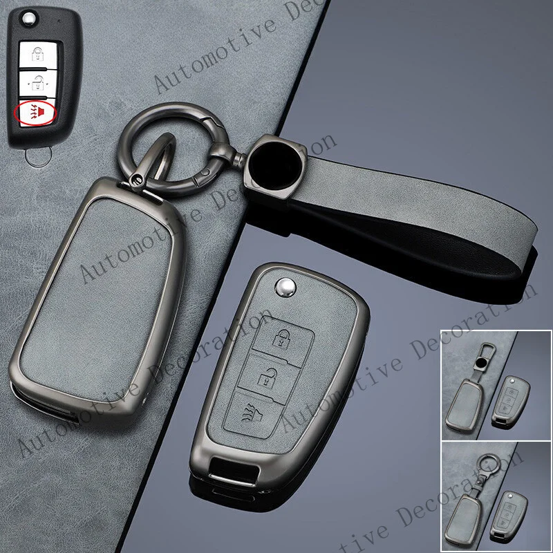 Z+ Zinc Alloy Leather Car Remote Key Fob Case Cover Bag For Nissan Rogue 2014-2019