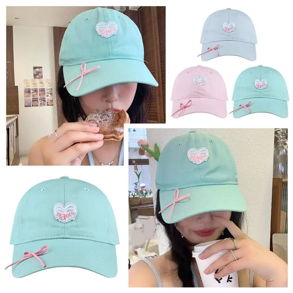 

Vintage Embroidery Love Heart Baseball Cap Adjustable Bowknot Duck Tongue Caps Cotton All-match Sun Hat Summer Spring Autumn