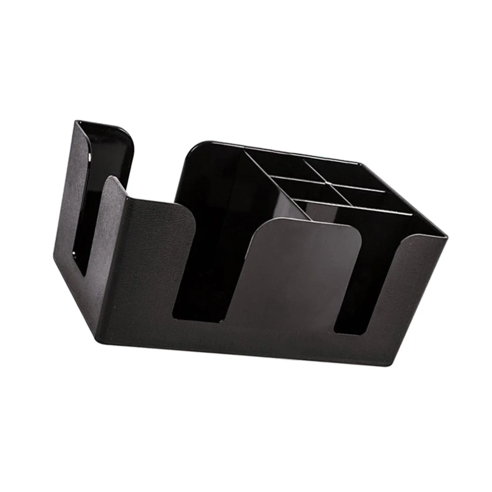 

Plastic Tissue Box 6 Compartments Black Bar Organizer Straw Holder Storage Rack Multifunction tissue storage desktop organizer