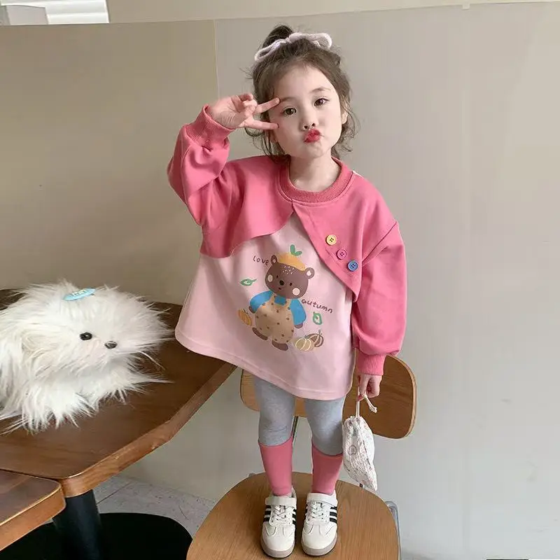 

Girls' Sports Set Spring and Autumn New Fashion Girl Baby Spring Clothing Children Net Red Two-piece Set 90-140cm Kids Outfits