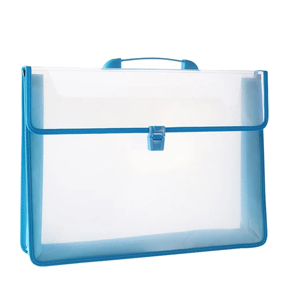 

Free Shipping-12x16.5 Portfolio A3 PP Plastic Transparent Oxford Cloth Edge Waterproof Blue 1 Pack