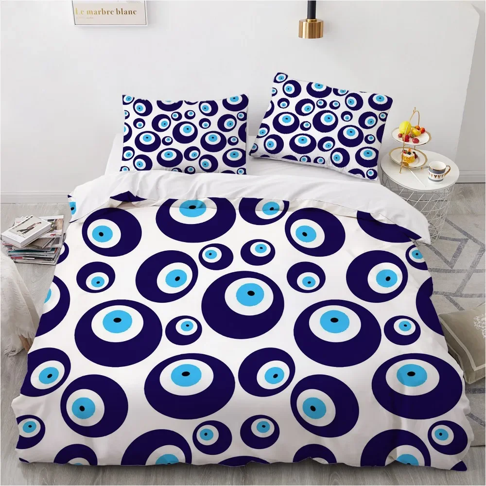 3D Evil Eye Duvet Cover Set Design Magic Drawing Eyes Bedding Sets Blue White Bedclothes King Full Twin Quilt Cover Queen Size