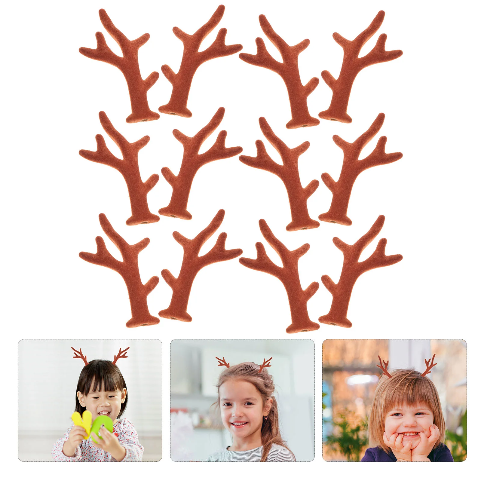 

100 Pcs Flocked Antler Decoration Antlers for Hair Clips DIY Accessories Headband Plastic Deer