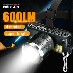 WARSUN W91S Rechargeable LED Headlamp 800Lm Bright Rotary Zoom Wave Sensor IP55 Waterproof