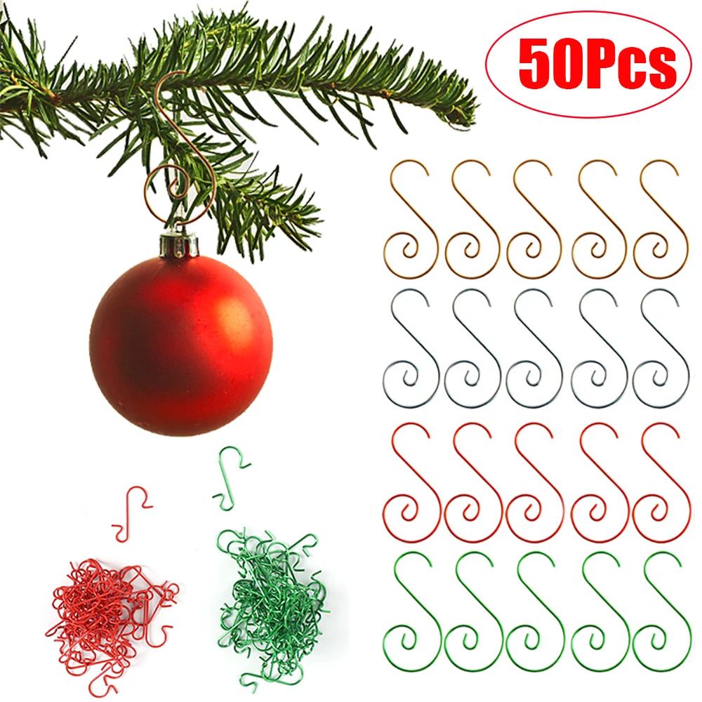 50/20Pcs Christmas Ornament Hooks DIY Christmas Tree Ball Hanging Pendant Hook Holders Christmas 2023 Navidad New Year Decors