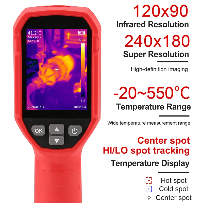 UNI-T UTI120S+ Professional Infrared Thermal Imager -20℃-550℃ 120×90 Pixels Thermal Camera 2X Super Infrared Resolution view 2
