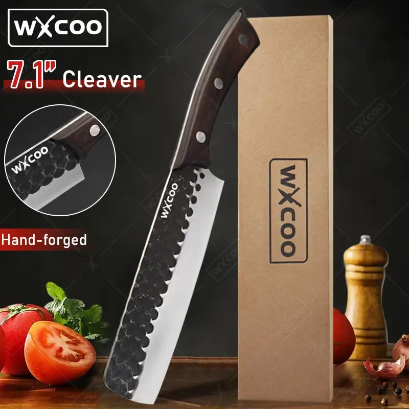 

WXCOO Professional Cleaver Kitchen Knives Hand Forged Chef Knife Meat Butcher Vegetable Slicing Knife Boning Knife for Cutting