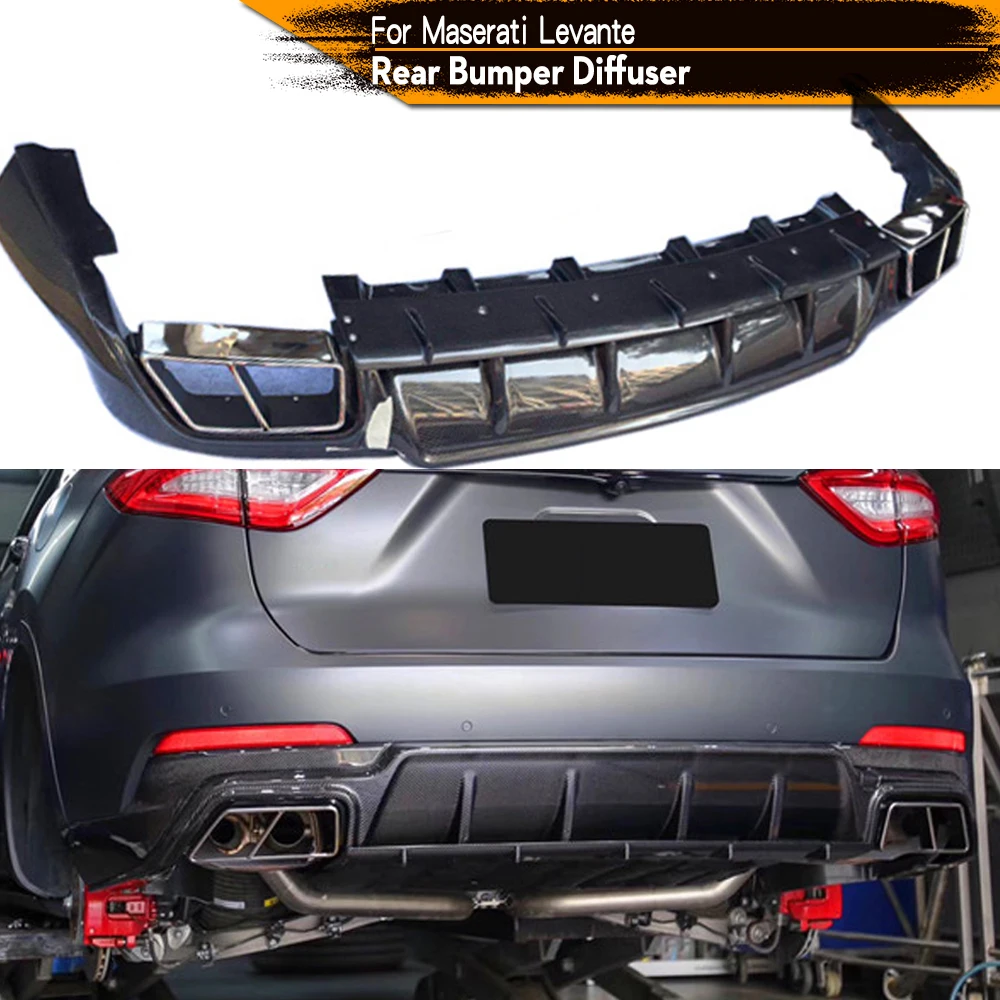 

Rear Diffuser Spoiler with Exhaust Tips Fit For Maserati Levante 2016 2017 2018 2019 2020 Carbon Fiber Car Bumper Guard