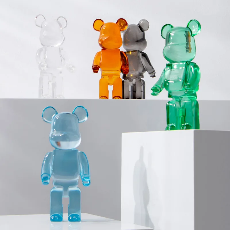 Creative Multi-color Transparent Violent Bear Sculpture Doll Handmade Jewelry Home Living Room Decoration Craft Statue Sculpture