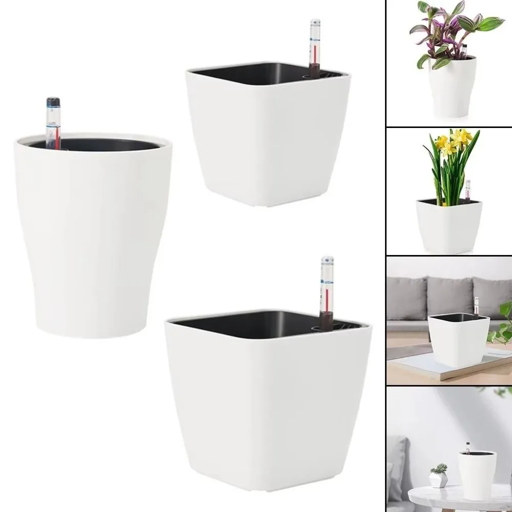Durable With Water Level Meter Self-Watering Plant Pots Double Layer Home Decor Lazy Planter Pot Absorbent Planter Office