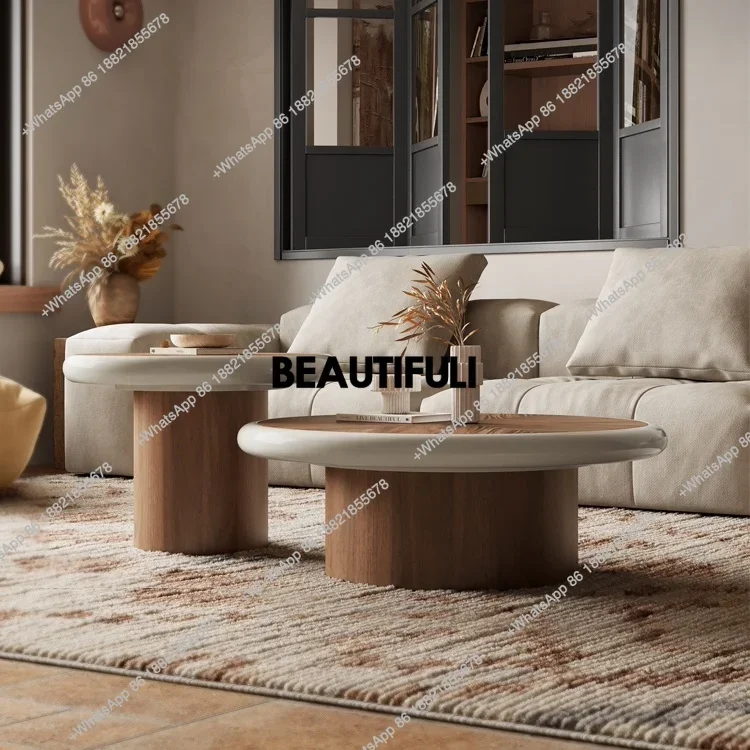 

Новое поступление, комбинация журнального столика, ваби-саби, ветер, продвинутый смысл, гостиная, домашняя маленькая квартира, круглый кофе из цельного дерева