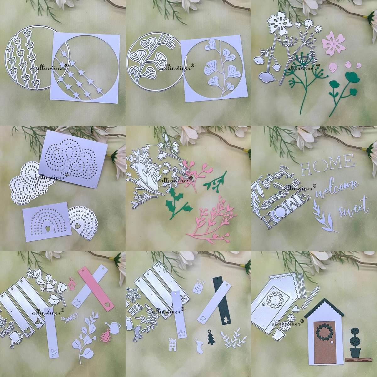 

Разнообразные металлические вырубные штампы с узорами в виде цветов и листьев для скрапбукинга, декоративного тиснения и рукоделия