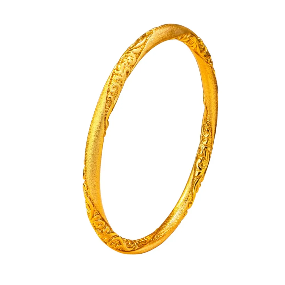 Inherits the curled grass pattern bracelet simple fashion Xiangyun pattern closed mouth element ring bracelet 9999gold