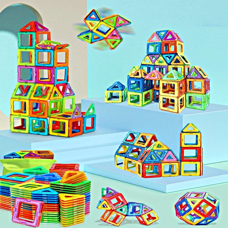 ของเล่นแม่เหล็กขนาดใหญ่ ชุดตัวต่อแม่เหล็ก DIY ของเล่นเสริมสร้างพัฒนาการสำหรับเด็ก ของเล่น STEM ของเล่นเสริมทักษะการเรียนรู้