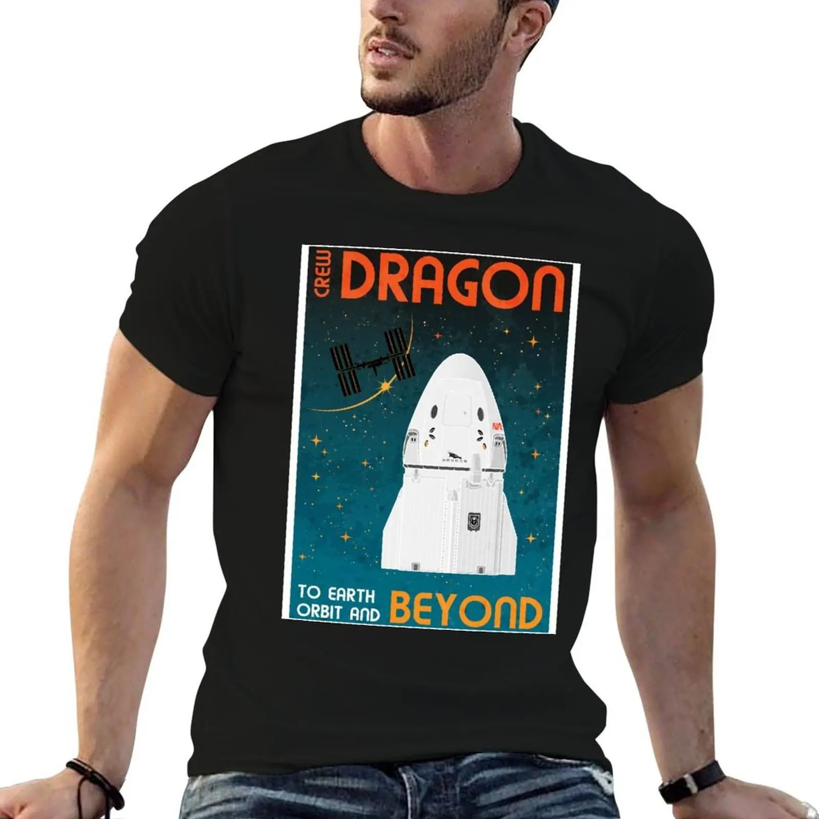 طاقم التنين. إلى الأرض أوربت آند بيوند (ريترو) تي شيرت مضحك تي شيرت رجل تي شيرت مصمم تي شيرت #1