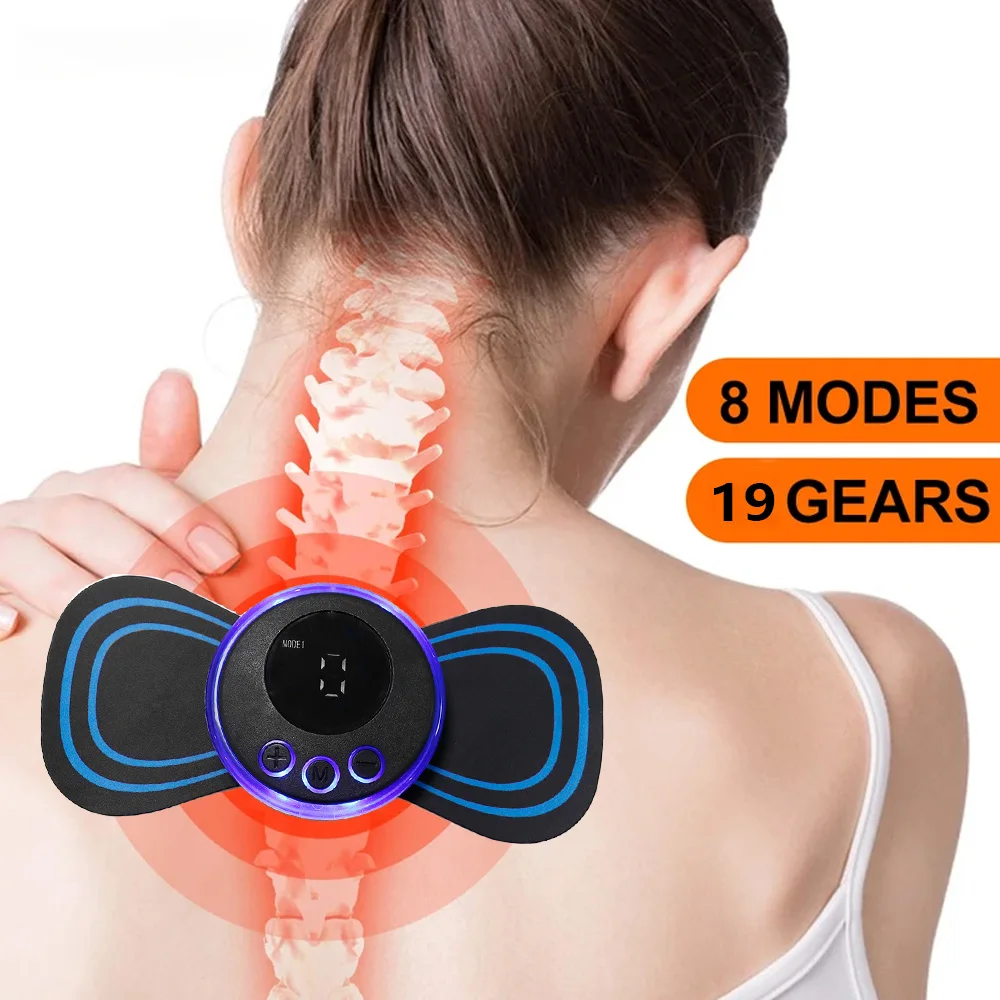 EMS Electric Pulse Neck Massager Cervical Massage Patch 8 Modes 19 Intensity Neck Stretcher Muscle Stimulator Full Body Relax